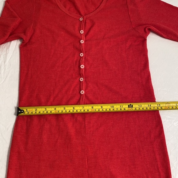 Wildfox red thermal MERRY onesie pajama or base layer M - Picture 7 of 10